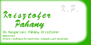 krisztofer pahany business card
